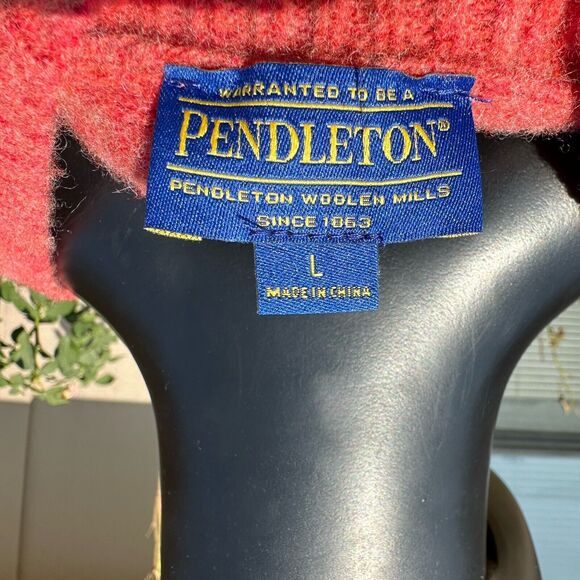 Pendleton Lambswool Cardigan Womens Size Large Sweater Orange Pockets Preppy - Picture 7 of 8